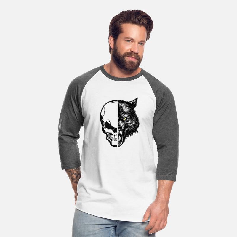 skull and wolf