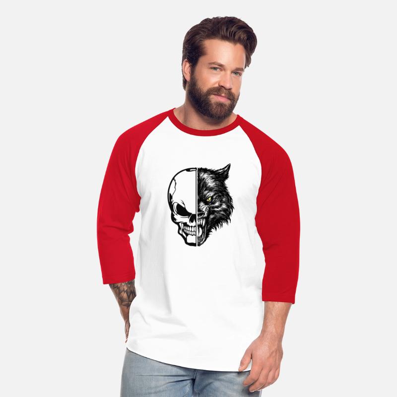 skull and wolf