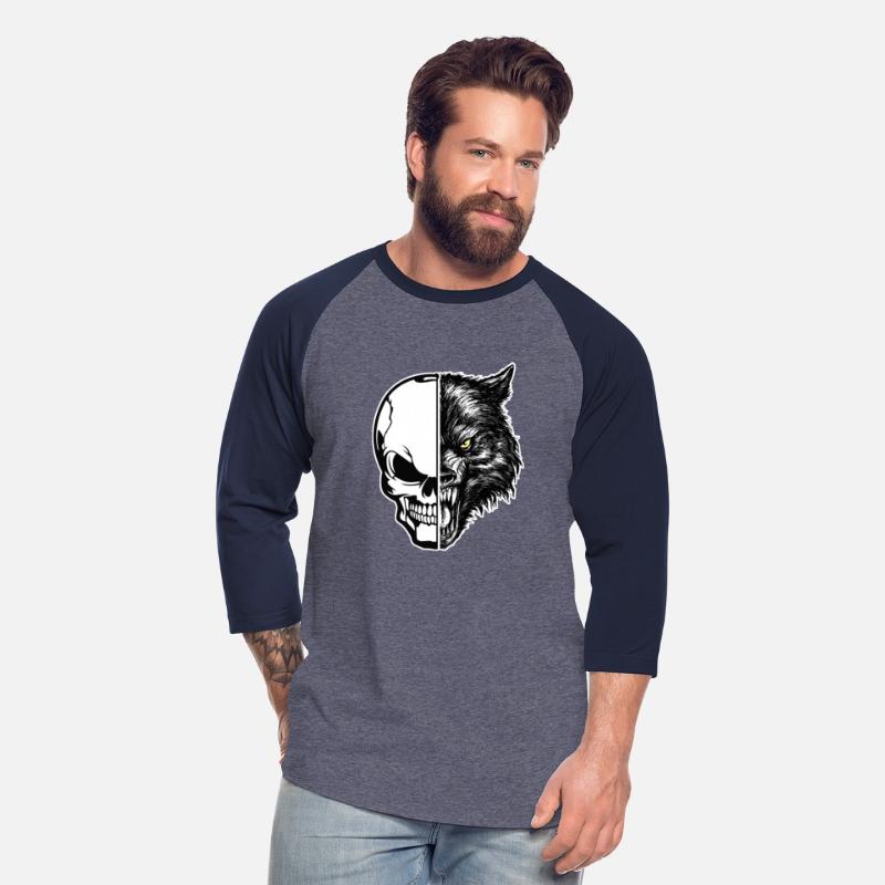 skull and wolf