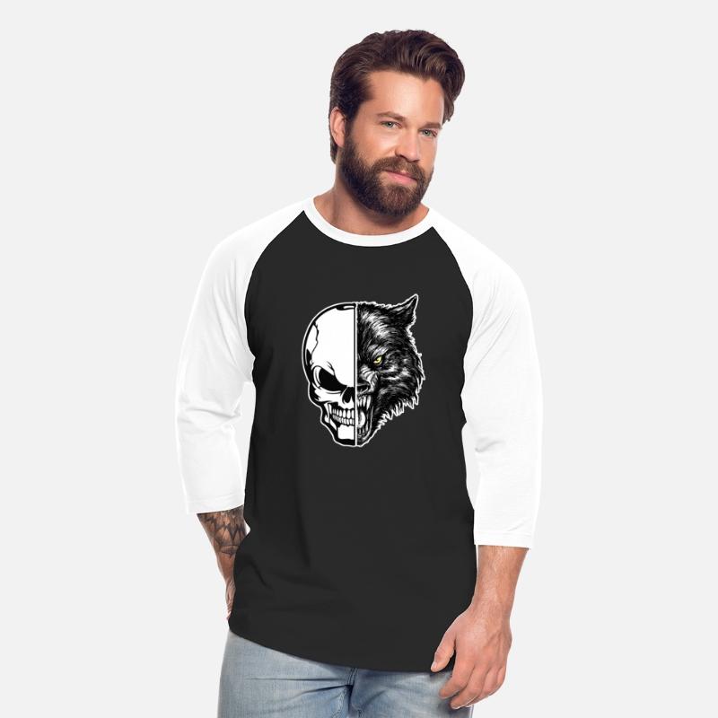 skull and wolf