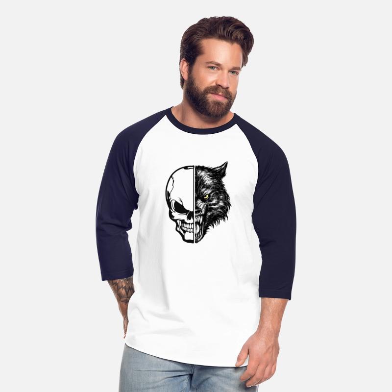 skull and wolf