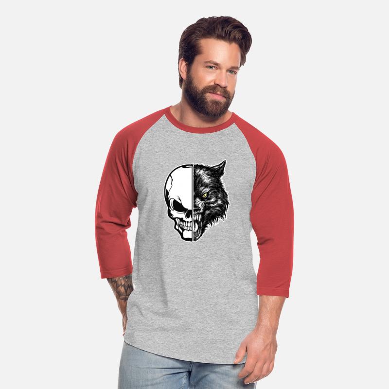 skull and wolf