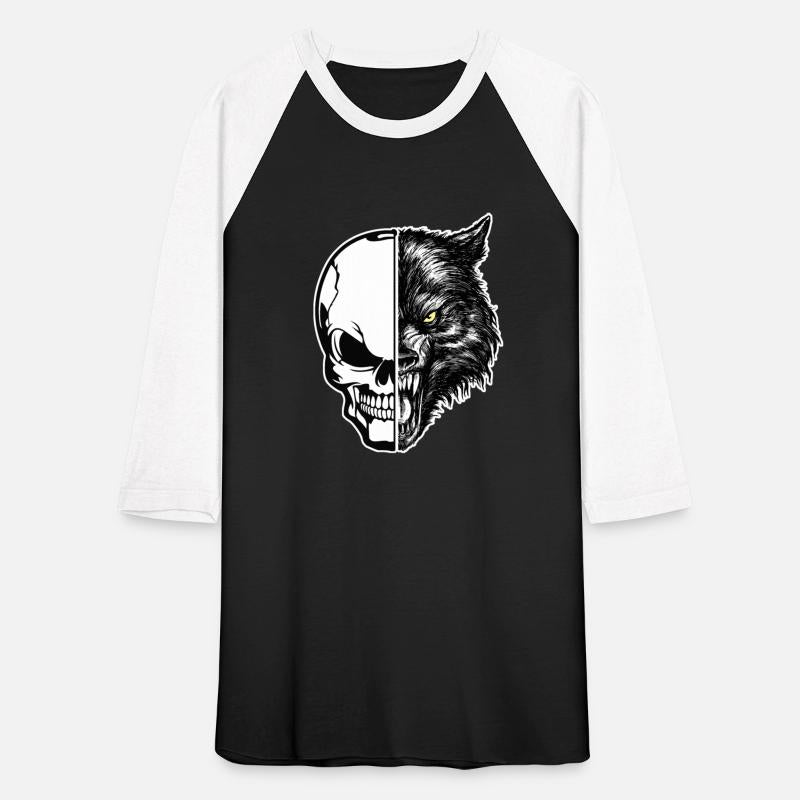 skull and wolf