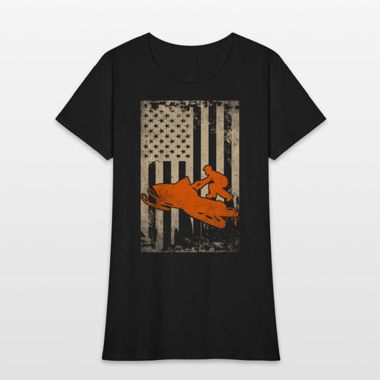 Snowmobile USA Flag Snowmobiling Racing Winter