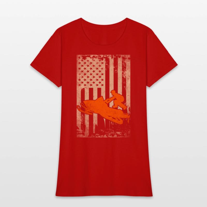 Snowmobile USA Flag Snowmobiling Racing Winter