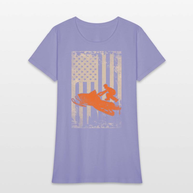 Snowmobile USA Flag Snowmobiling Racing Winter