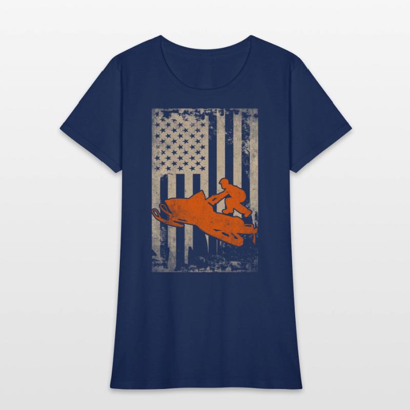 Snowmobile USA Flag Snowmobiling Racing Winter
