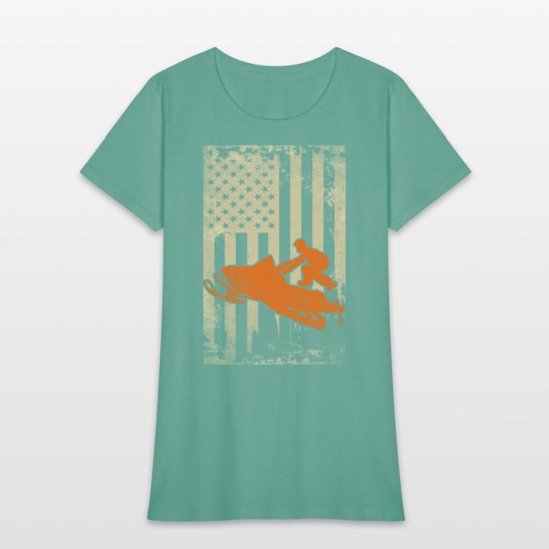 Snowmobile USA Flag Snowmobiling Racing Winter