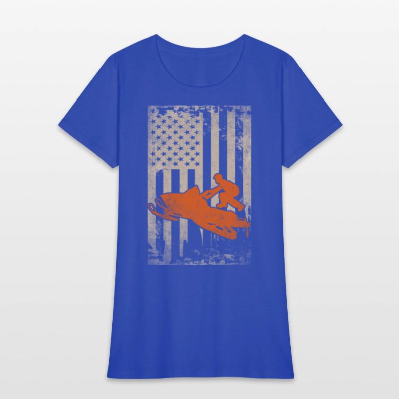 Snowmobile USA Flag Snowmobiling Racing Winter