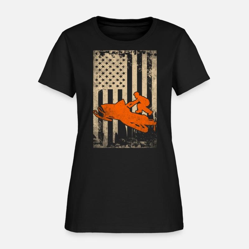 Snowmobile USA Flag Snowmobiling Racing Winter