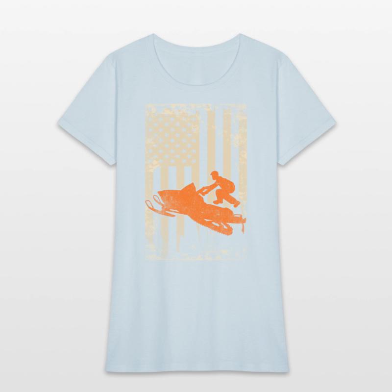 Snowmobile USA Flag Snowmobiling Racing Winter