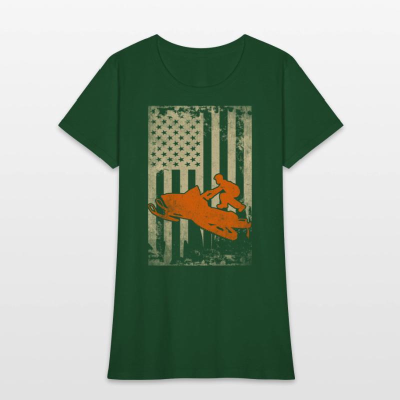 Snowmobile USA Flag Snowmobiling Racing Winter