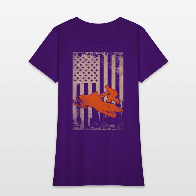 Snowmobile USA Flag Snowmobiling Racing Winter