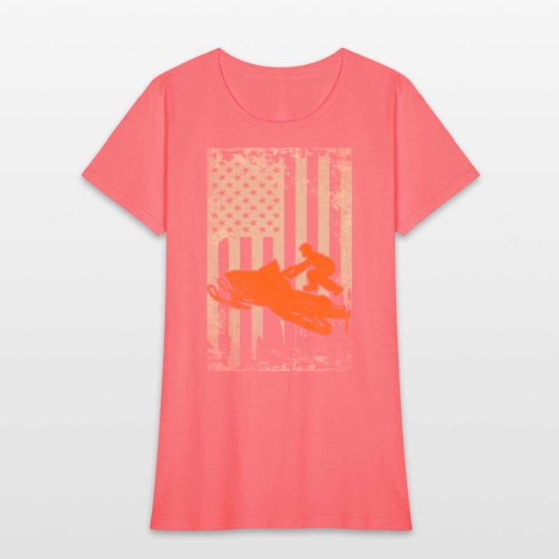 Snowmobile USA Flag Snowmobiling Racing Winter