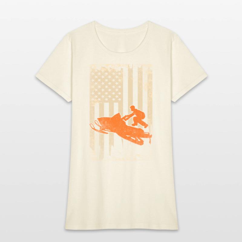 Snowmobile USA Flag Snowmobiling Racing Winter