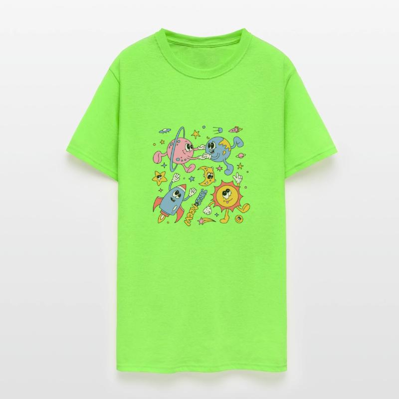 Solar System Planets Moon Sun Saturn Cute Groovy