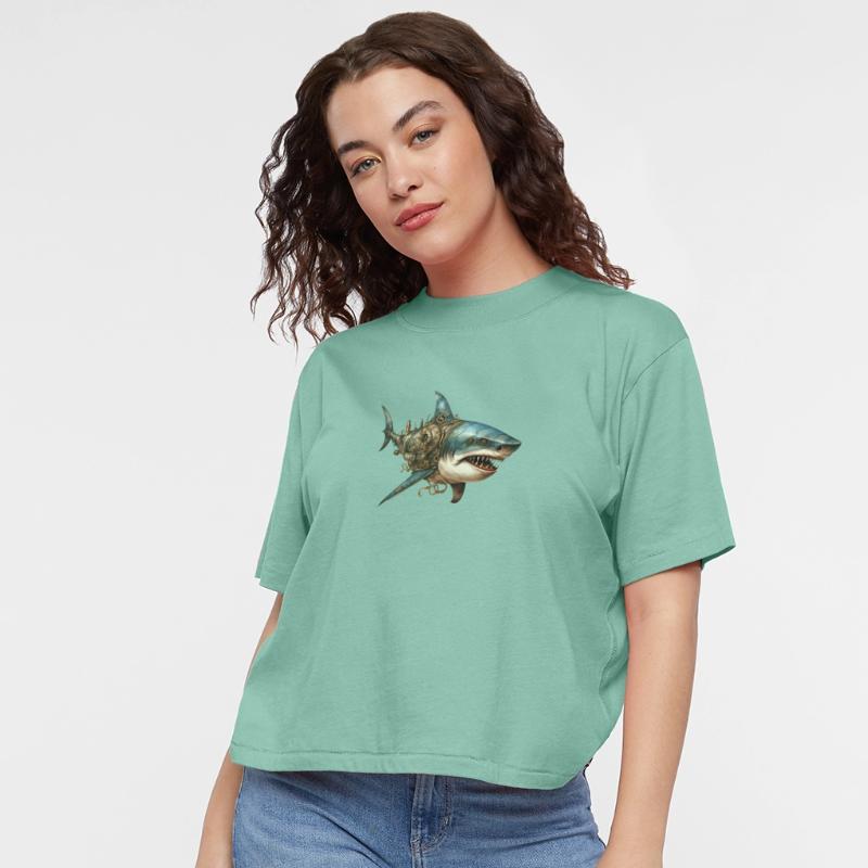 Steampunk Shark Art Under Sea Multi Color Graphics