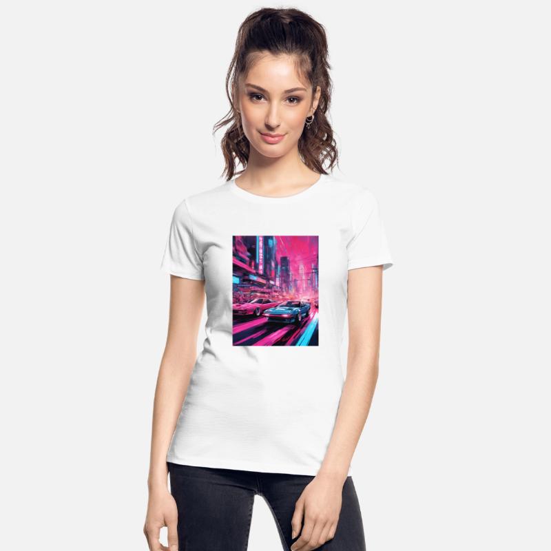 Street racers in downtown Tokyo Vaporwave