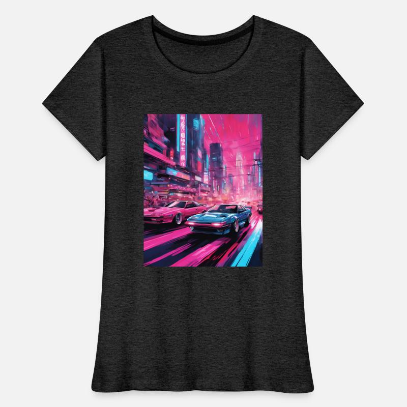 Street racers in downtown Tokyo Vaporwave