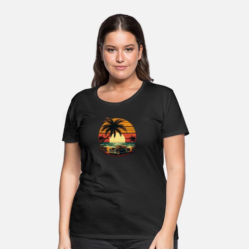 Summer Drive Vintage Car Sun Sea Beach Palm Tree