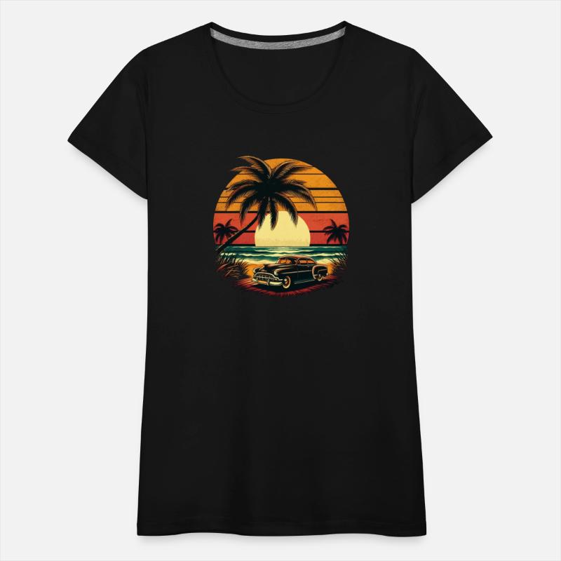Summer Drive Vintage Car Sun Sea Beach Palm Tree