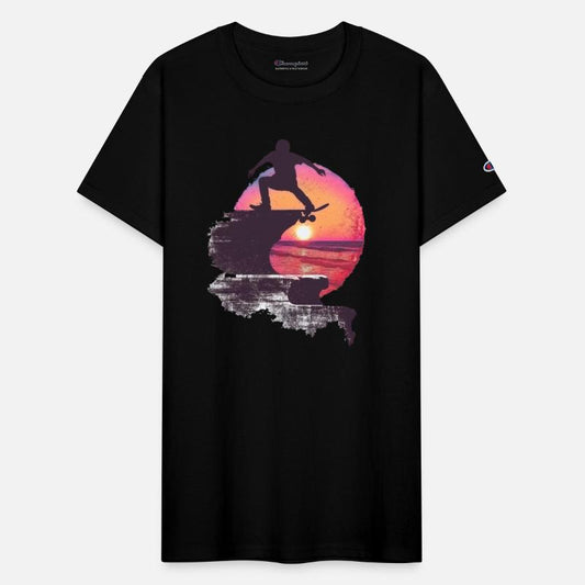Sunset Skateboarder Silhouette Scene