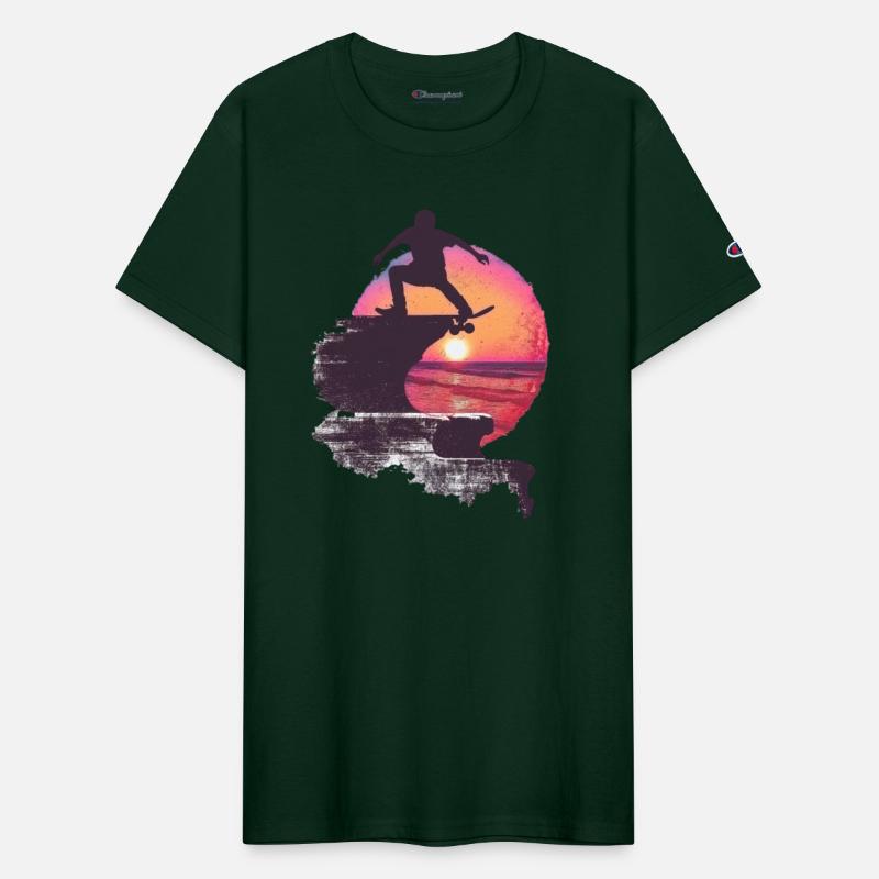 Sunset Skateboarder Silhouette Scene