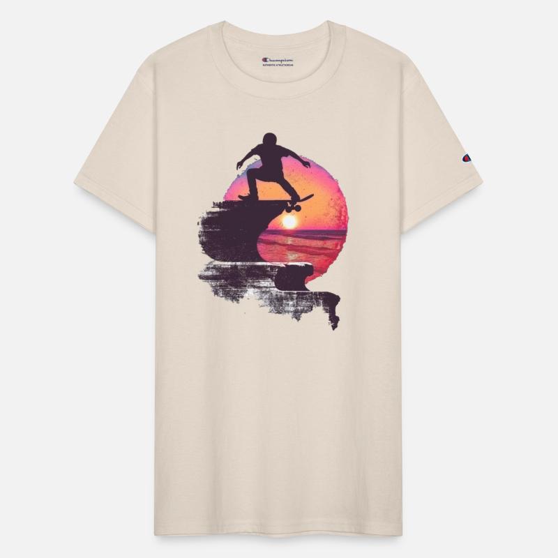 Sunset Skateboarder Silhouette Scene