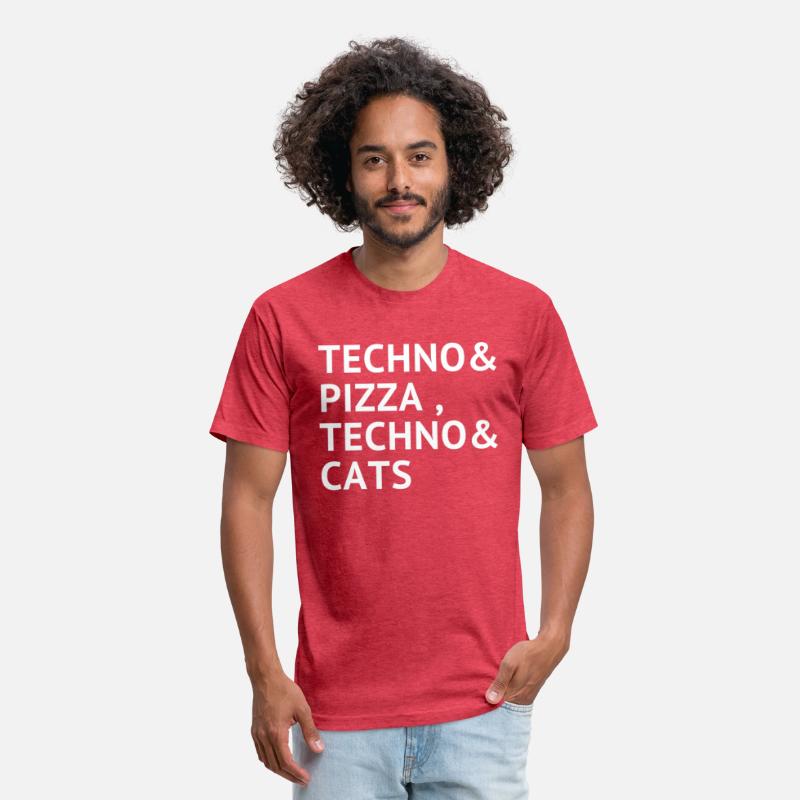 techno pizza techno and cats new t-shirt raver