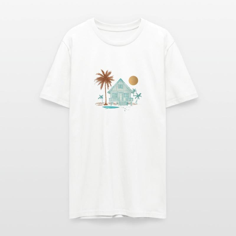 Tropical Scene Featuring Cabin And Palm trees