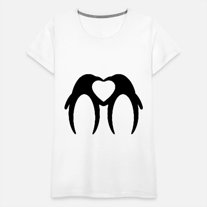 Two penguins form a heart