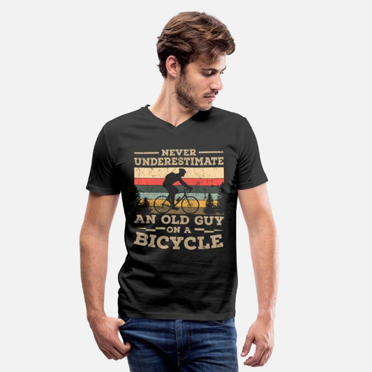 Vintage Biker Old Guy On A Bicycle Biking