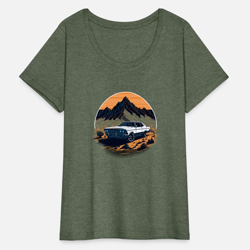 Vintage Car on Rock in Front of a Sunset
