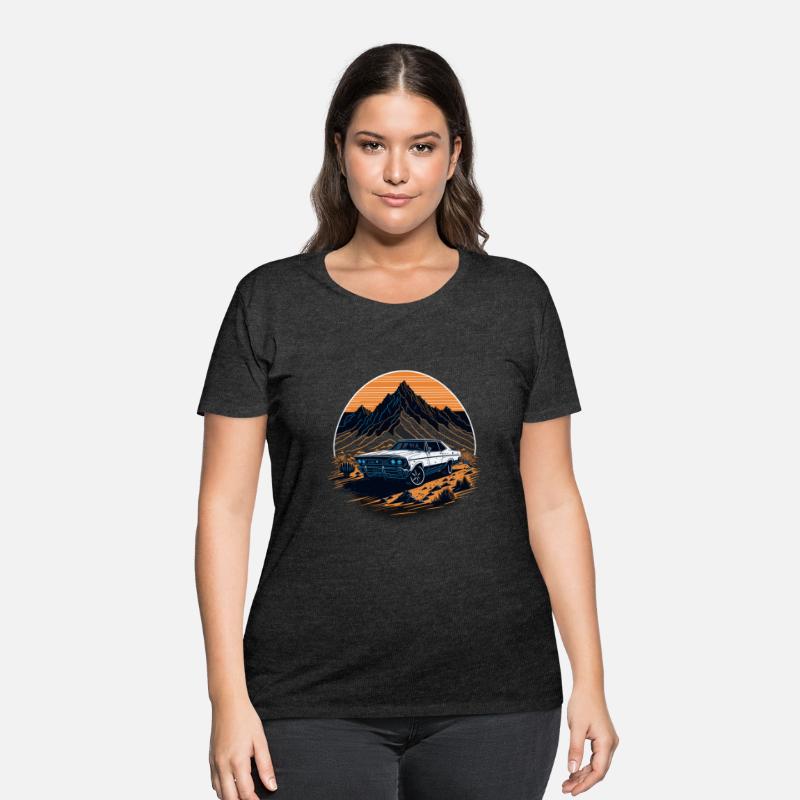 Vintage Car on Rock in Front of a Sunset