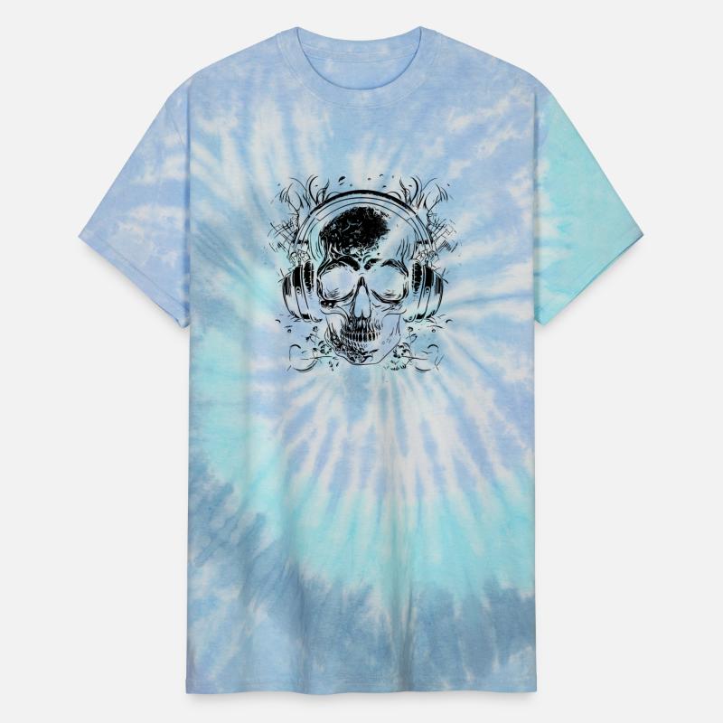 Vintage Skull Music Tattoo With Headphones