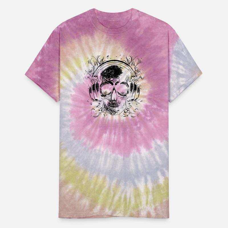 Vintage Skull Music Tattoo With Headphones