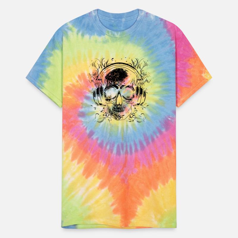 Vintage Skull Music Tattoo With Headphones