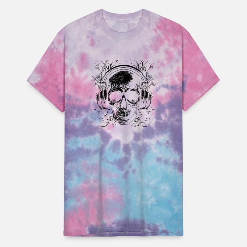 Vintage Skull Music Tattoo With Headphones
