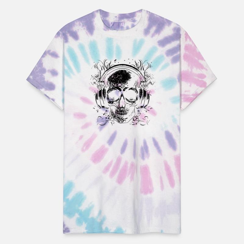 Vintage Skull Music Tattoo With Headphones