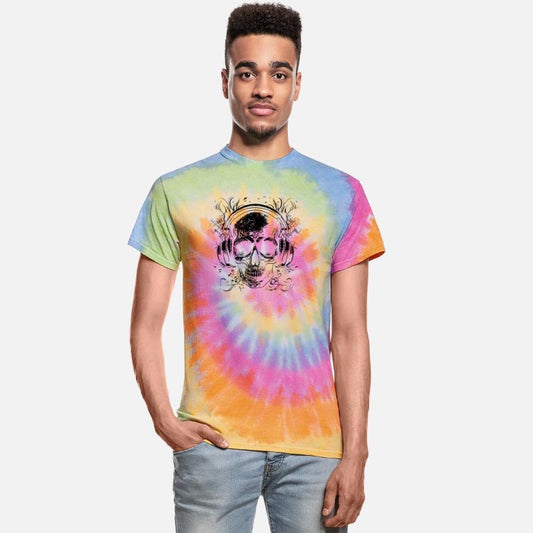 Vintage Skull Music Tattoo With Headphones