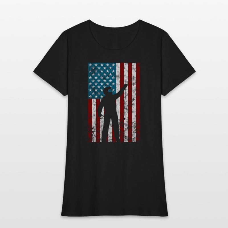 Welding Distressed Patriotic Welder American Flag