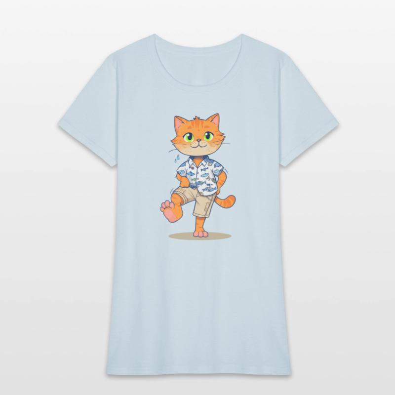 Whimsical Cat in Fishing Attire