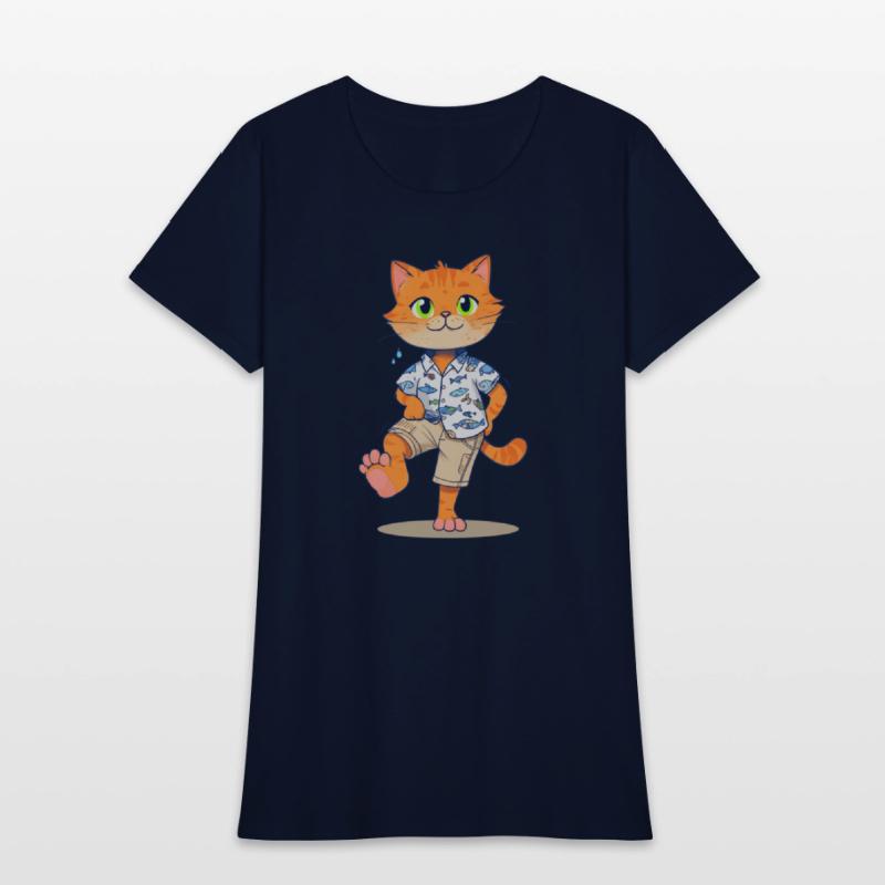 Whimsical Cat in Fishing Attire