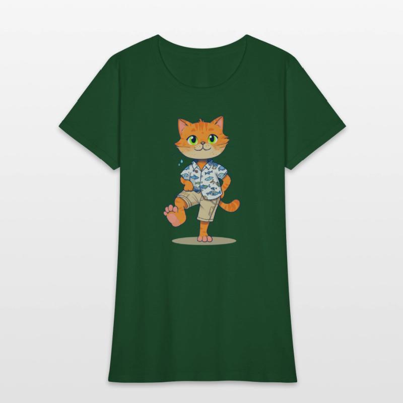 Whimsical Cat in Fishing Attire