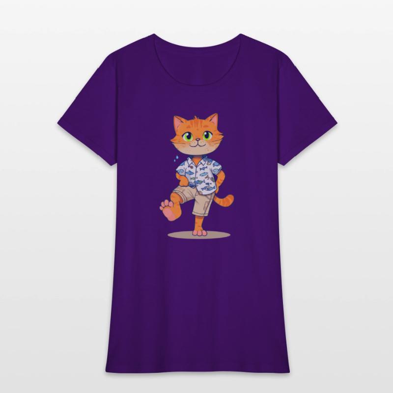 Whimsical Cat in Fishing Attire