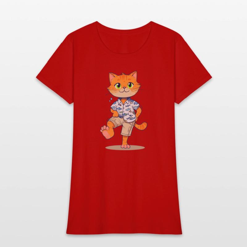 Whimsical Cat in Fishing Attire