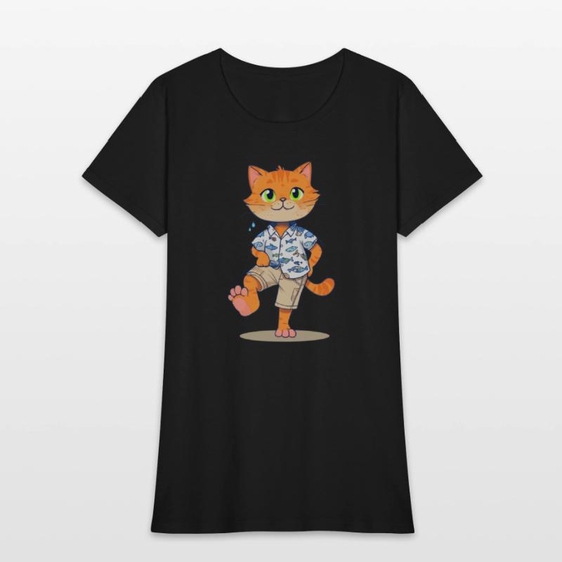 Whimsical Cat in Fishing Attire
