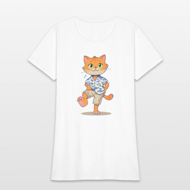 Whimsical Cat in Fishing Attire