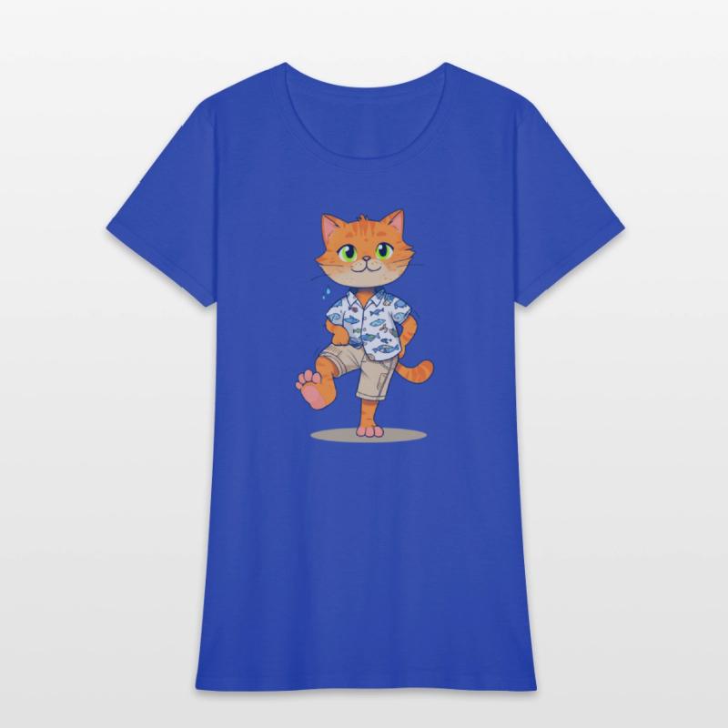 Whimsical Cat in Fishing Attire