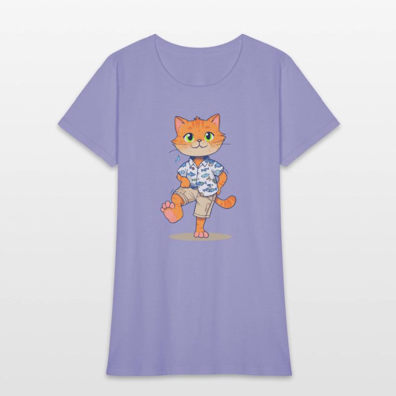 Whimsical Cat in Fishing Attire